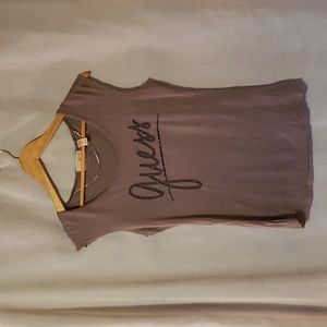 Guess sleeveless top bedazzled raw hem tissue soft cotton